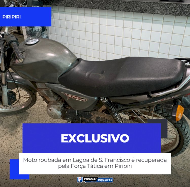 Moto roubada em Lagoa de S. Francisco é recuperada pela Força Tática em Piripiri