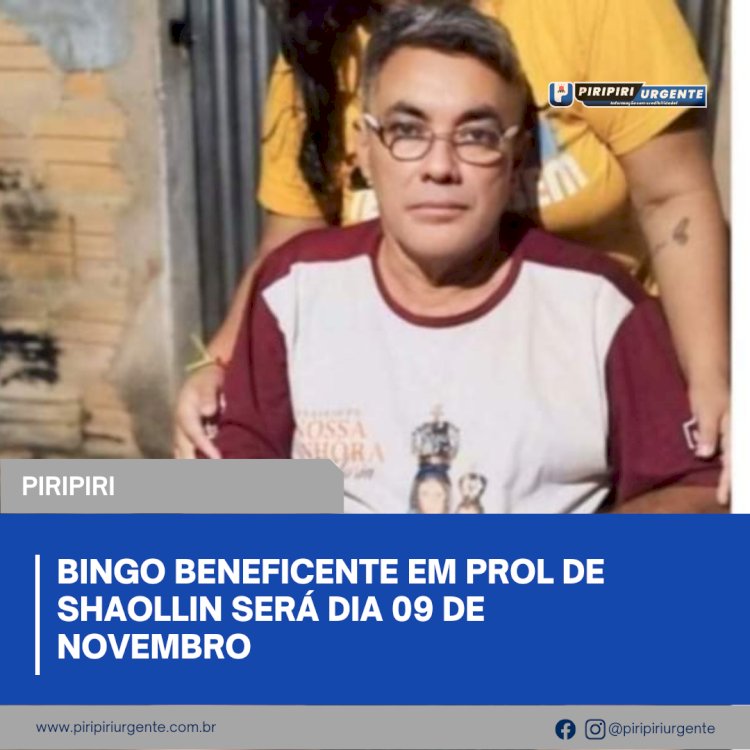 Bingo beneficente em prol de Shaollin será dia 09 de novembro