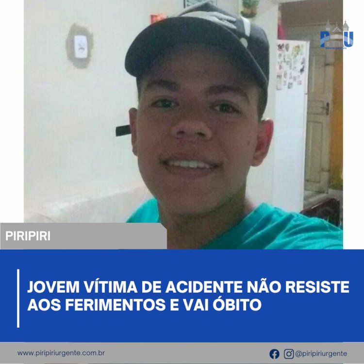 Jovem vítima de acidente não resiste aos ferimentos e vai óbito