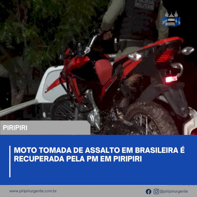 Moto tomada de assalto em Brasileira é recuperada pela PM em Piripiri